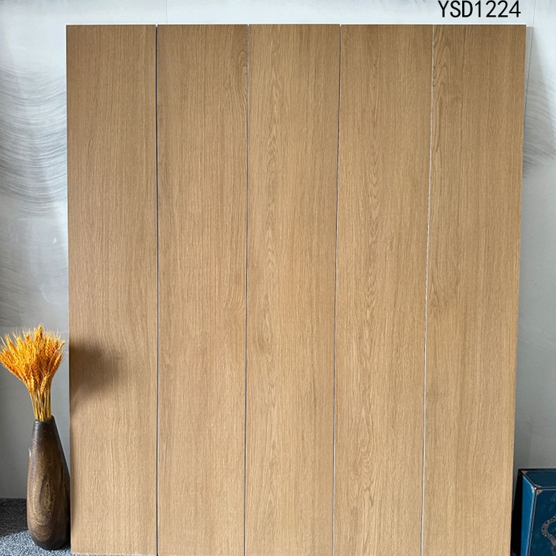Foshan All-Ceramic Double Zero Water-Absorbent Straight Edge Wood Grain Tiles 200X1200 Tongpu Living Room Bedroom Log Style Wood Grain Tiles