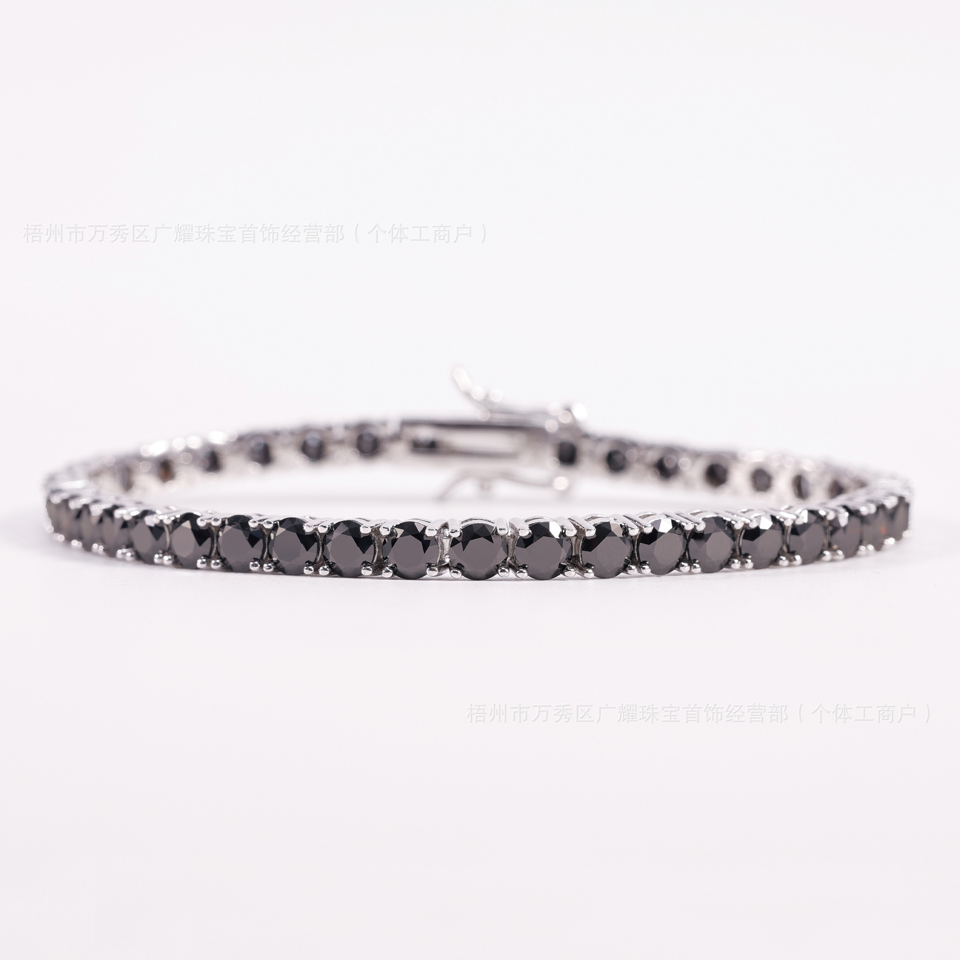 European and American Popular 2Mm-6.5Mm Black Moissanite Tennis Chain S925 Silver Inlaid Moissanite Fashion Personalized Bracelet