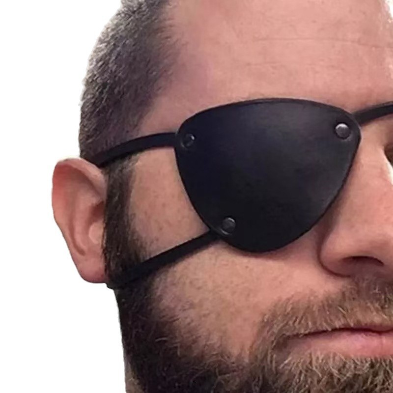 halloween cosplay one-eyed pirate eye mask adjustable pu leather eye mask vintage viking knight cos props