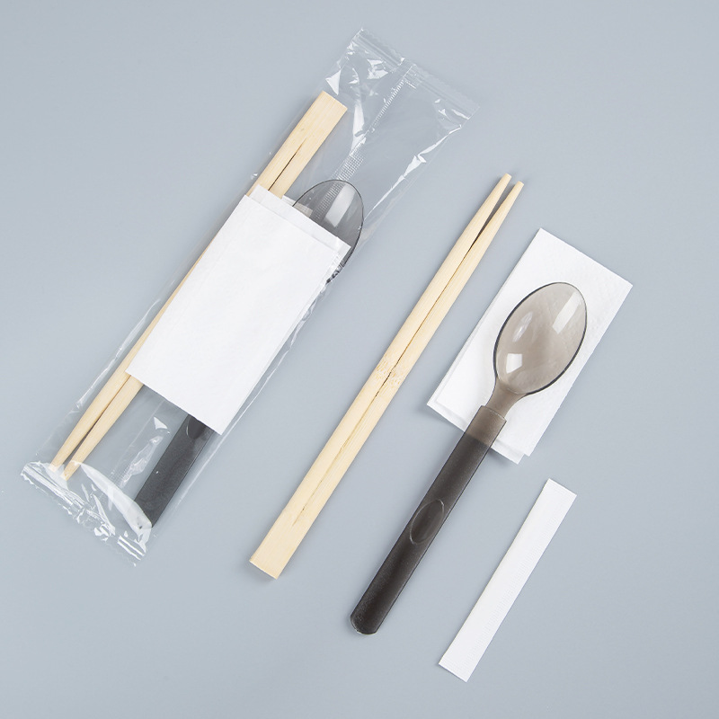 Disposable American Spoon Chopsticks Four-piece Meal Package Take-out Bibimbap Light Food Hard Tuhao Spoon Paper Towel Toothpick