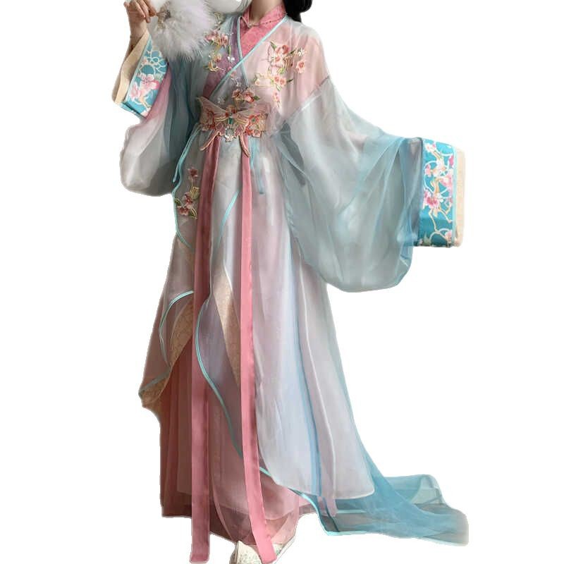 Mei Die Original Warring States Robe Modified Embroidered Printed Dyeing Hanfu Daily Short Warring States Robe with Tail