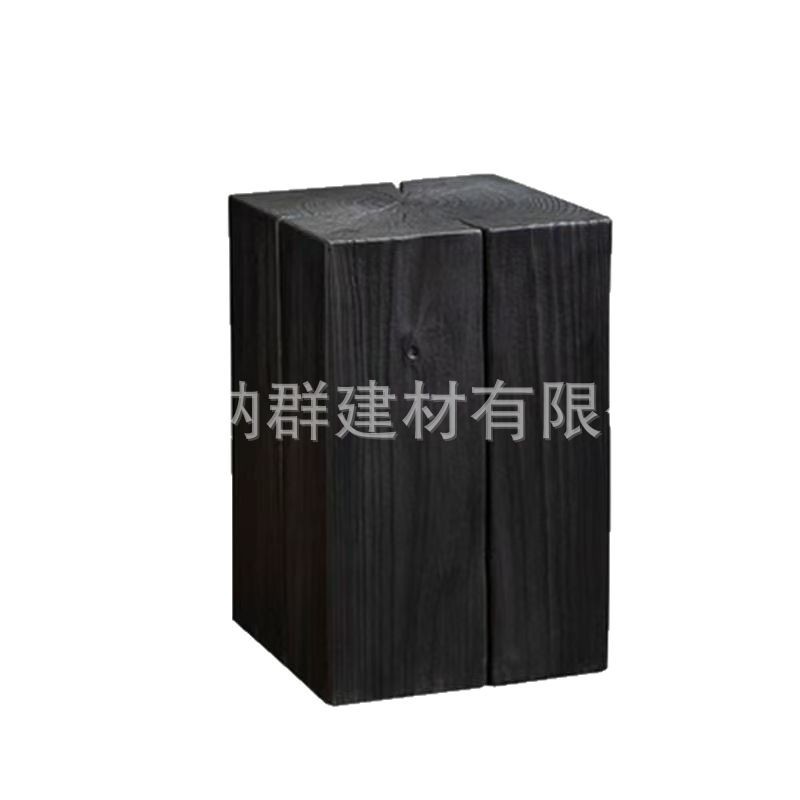 Wabi-Sabi Style Carbonized Square Wooden Pedestal Column Furniture Solid Wood Base Ornament Side Table Root Carving Carbonized Wood