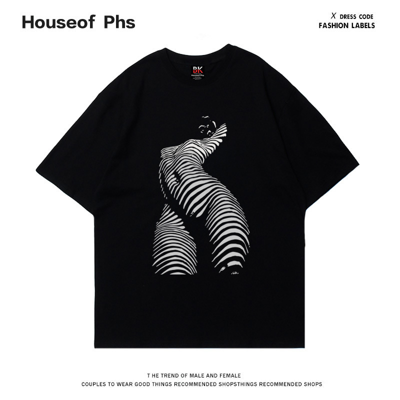 Trendhouseliefoversizehighstreet Trendy Brand Printed Short-Sleeved T-Shirt Base Layer Versatile