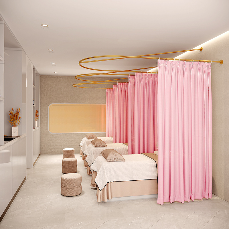 U-shaped beauty salon partition curtain health salon physiotherapy bed curtain rod curtain support frame compartment pull curtain opaque curtain