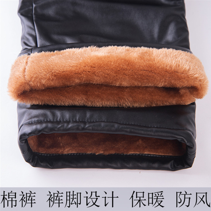 Leather Pants Men's Oil-proof and Moisture-proof Working Pants Fleece-lined Thickened Dirty-resistant Working Wear Men's Take-out Riding Motorcycle Spring Autumn Winter