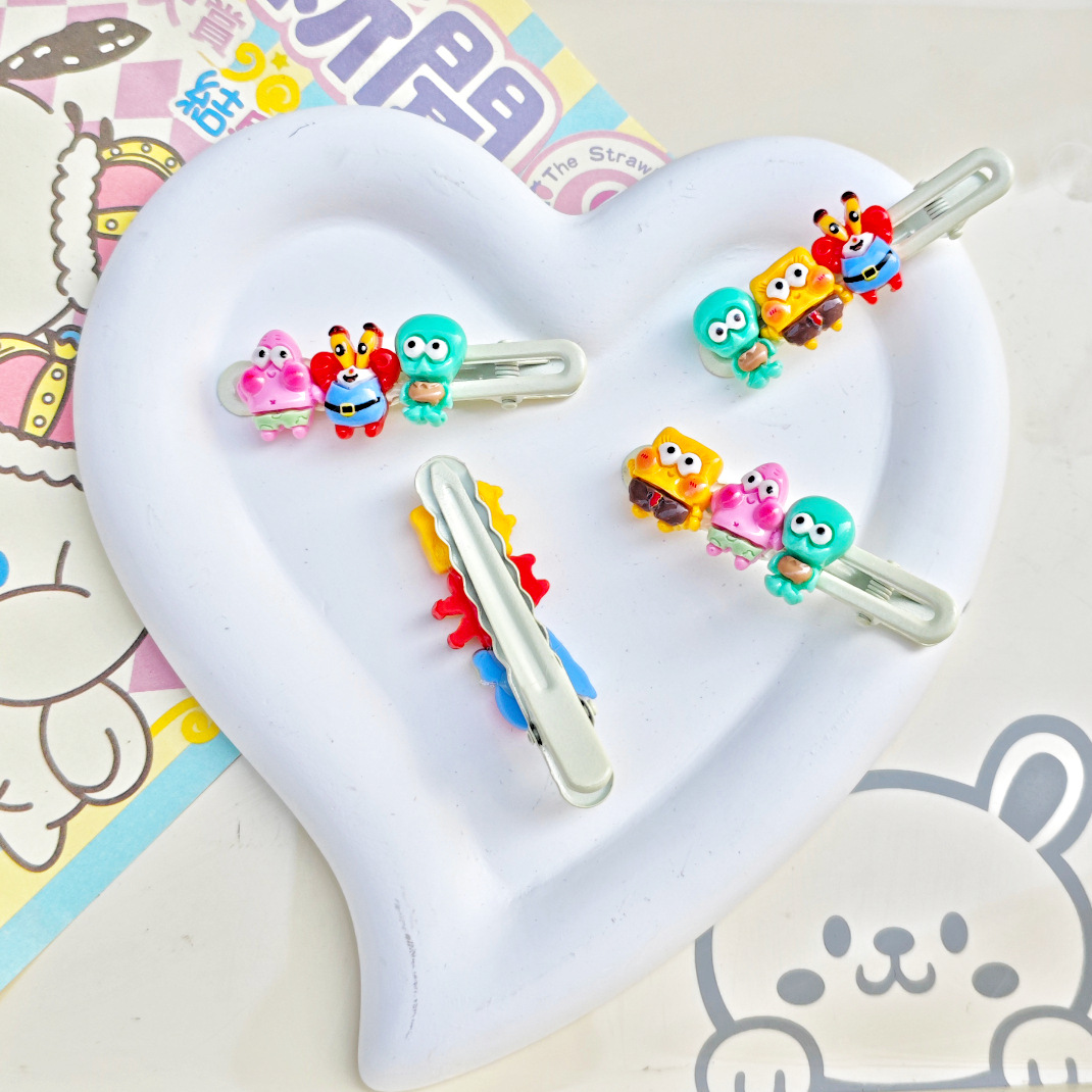 Sponge Baby hairpin female left Sea clip broken hair Star Pie star side clip dopamine student cute girl heart
