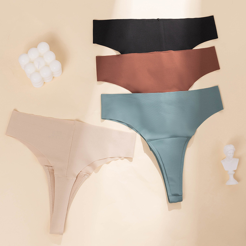 Cross-Border European and American Women's Seamless Sports Anti-Camel Toe Anti-Embarrassing Line Thong Sexy Underwear Women's Large Size T-Pants