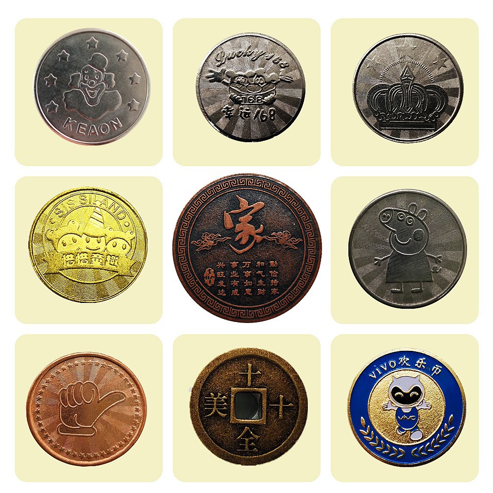 Game machine coin fixed token system anti-counterfeiting points learning coins do activities reward video game city catch baby metal coin