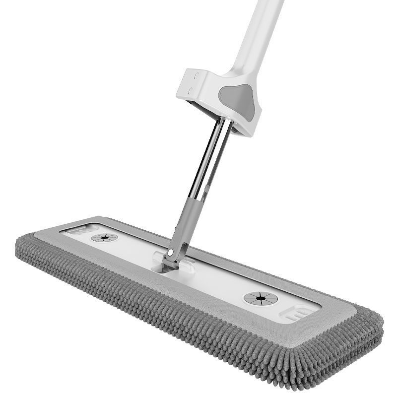 Chenille Microfiber Mop with Stainless Steel Rod, Flat Mop, Absorbent, Hands-Free, Dual-Use, Long Bristles, Thickened