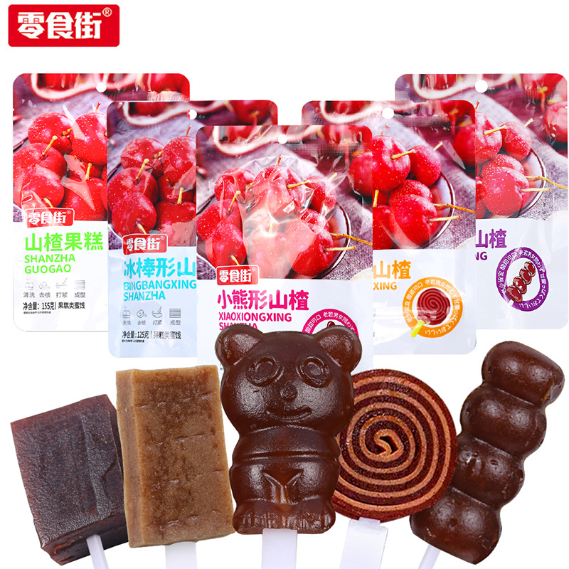 Закуски из боярышника в упаковках, различные виды традиционной фруктовой корки/жира/ломтиков/колец/рулонов/леденцов