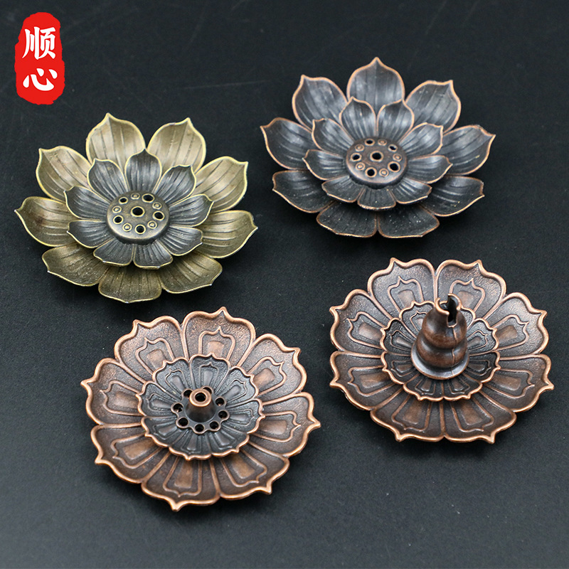 Shunxin Sanbao lotus incense plate incense incense holder household metal sandalwood line incense insert ornaments aromatherapy stove manufacturers wholesale
