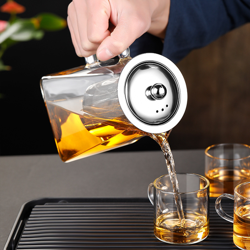 Glass Tea Cup for Sharing, Tianyuan Local Style, Heat-Resistant, with Tea Strainer, Non-Hot to the Touch