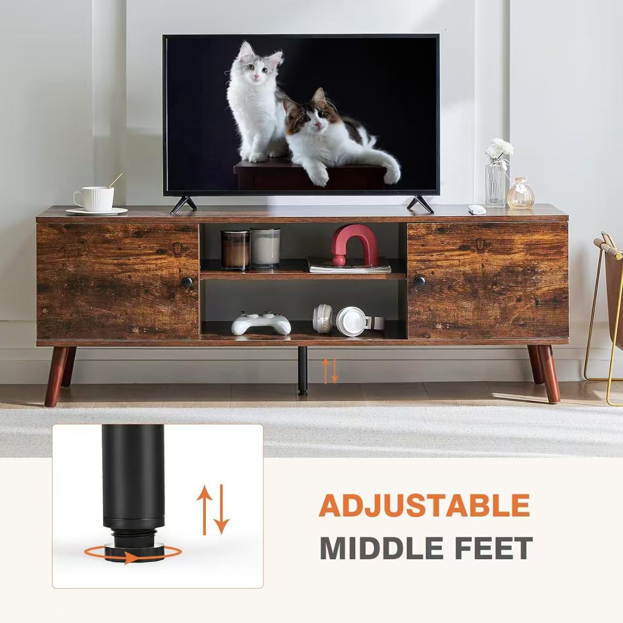 Factory Direct Sales Small Apartment Book Record Player Storage Locker Living Room Sofa Multi-Layer Storage Solid Wood Tv Cabinet