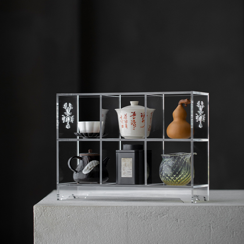 Acrylic Tea Set Teapot Multi-Treasure Cabinet Display Rack Desktop Storage Rack Without Back Panel Grid Rack Can Be Developed