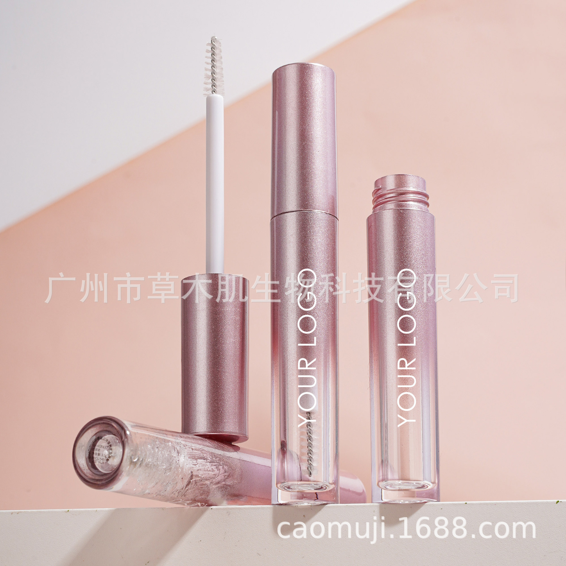 новый градиентный розовый воск для бровей, гель для бровей, белая головка кисти, кросс-бордерная электронная коммерция, производитель Amazon без логотипа