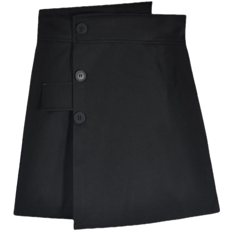Large Size Skirt Chubby Girls Summer High Waist A- Line Skirt Slimming Irregular Black Culottes 2021 New Short Skirt