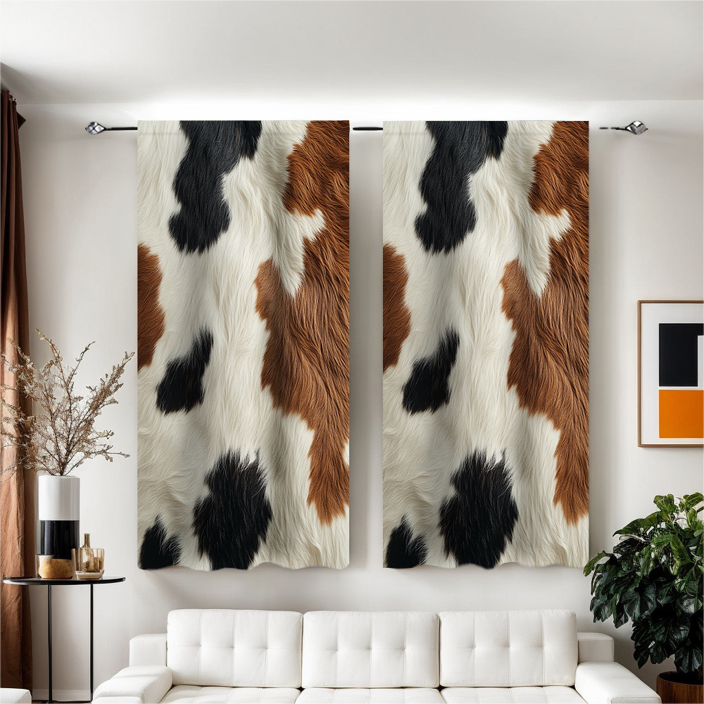 Support Jit Shipping, Cross-Border Exclusive Factory Direct Sales Cowhide Fur Artificial Digital Printing Processing Curtains and Screens
