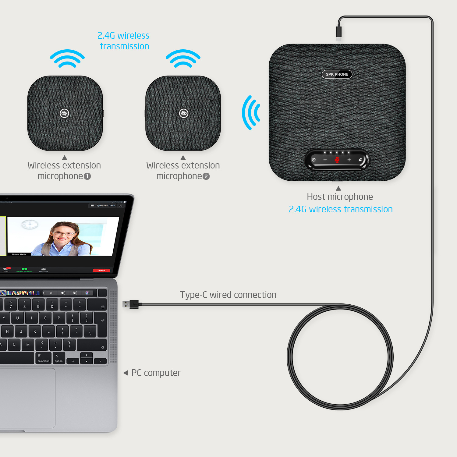 Беспроводной микрофон для видеоконференций 2.4G без драйвера USB