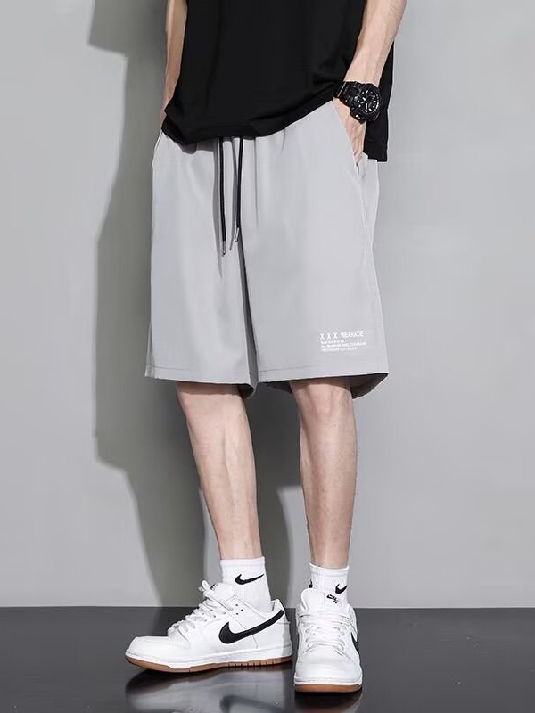 Summer Thin Ice Silk Sense Loose Casual Shorts Men's Basketball Sports Breathable Straight Quick-drying Pants New Product