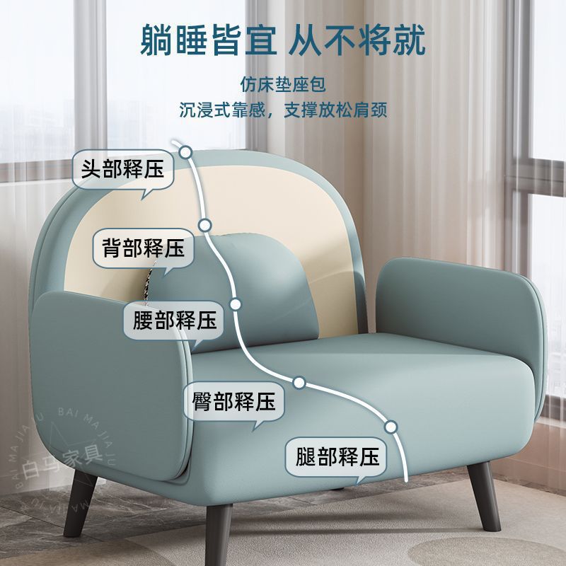 Single Sofa Bed Small Apartment Living Room Sofa 2024 New Balcony Rental Room Foldableing Dual-Use Simple Sofa Bed
