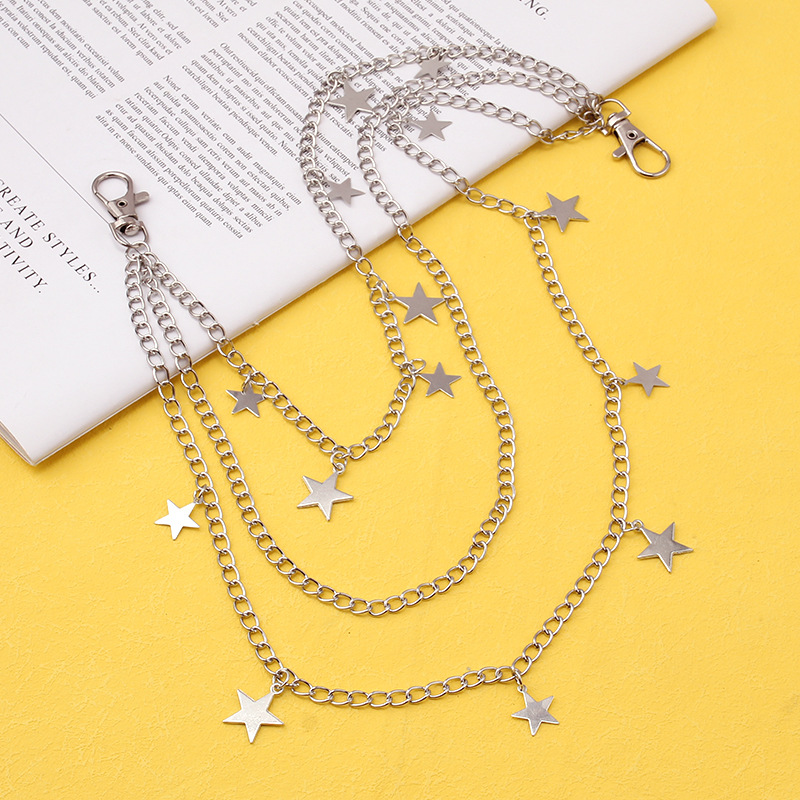 European and American cross-border popular jewelry punk tassel star waist chain personality all-match pants chain fashion multi-layer body chain