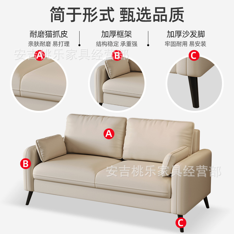 Sofa Small Apartment Rental House Diswashable Technology Cloth Sofa Living Room Clothing Store Rest Area Reception Double Small Sofa