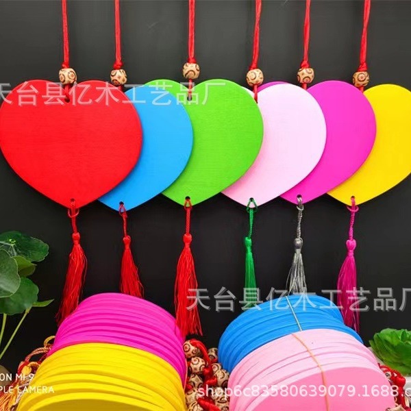 Manufacturer's Wishing Card Colorfulful Heart-Shaped Wishing Wooden Card Praying Card Event Decoration Pendant Creative Wooden Card Can Be Printed with Logo