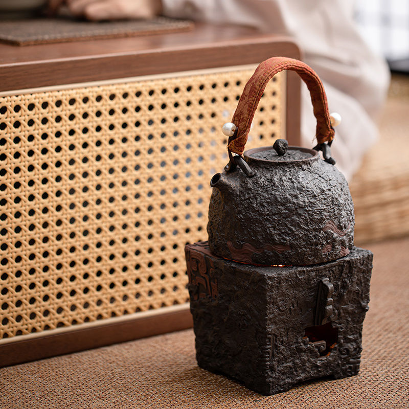 Purely Handmade Retro Rock Mud Color Glaze Xunyue Zen Heart Teapot 480Cc Home Office Tea Ceremony Gift Teapot