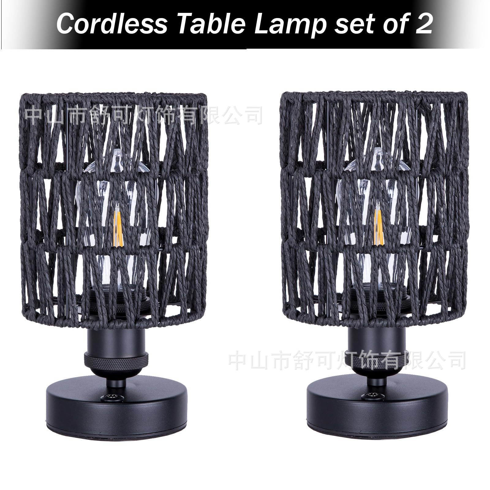Amazon American Imitation Hemp Rope Hand-Woven Table Lamp B&B Restaurant Hotel Inn Bedroom Rechargeable Table Lamp