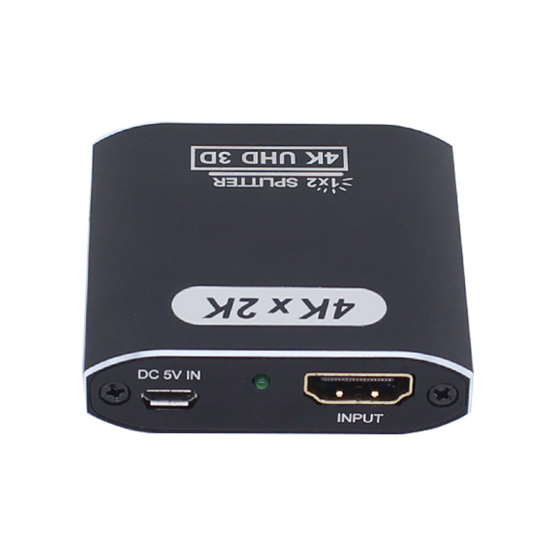 Cross-border hot 4K HD video HDMI distributor 1 in 2 out aluminum alloy gold-plated interface dual screen display 1 point 2