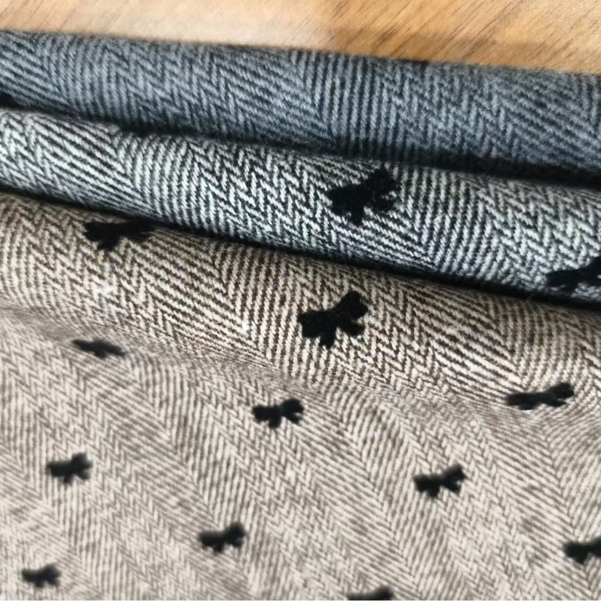 Gold Pattern Herringbone Hong Kong Tweed Material Flocked Bow Bottoming Skirt Half Skirt Children's Clothing Tweed Material