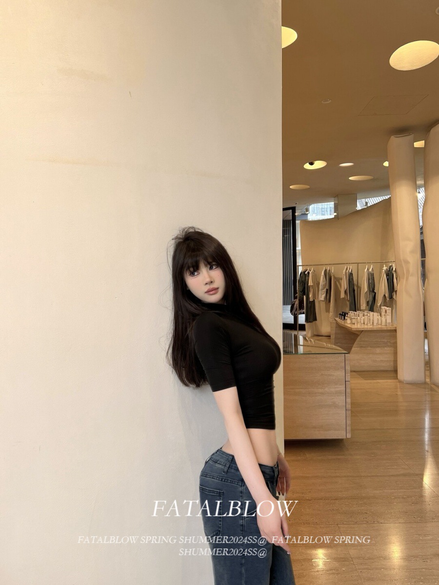 Sexy Hot Girl Black Mid-Sleeve T-Shirt for Women, Summer Pure Desire Style, Slim Fit Short Tight Off-Shoulder Short Sleeve Top