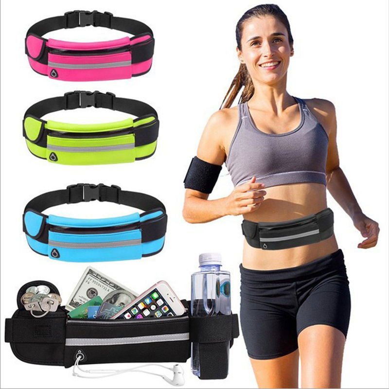 Solid Color Outdoor Sports Waist Bag with Large Capacity, Mountain Climbing and Running Waist Bag, Portable Anti-Sweat Waist Bag with Logo Printed