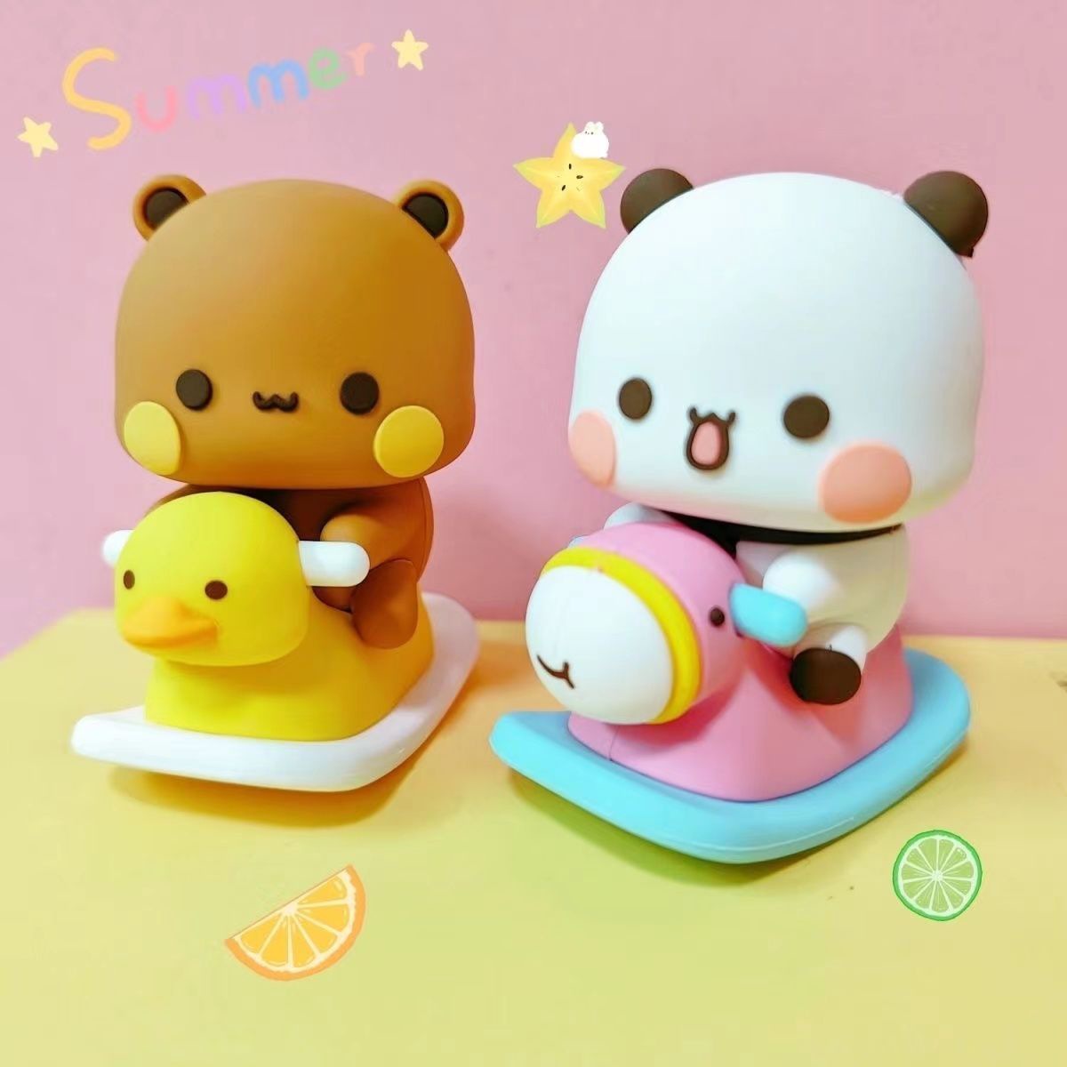 Panda One and Two and Cloth Tabletop Doll Hand-held Car Small Ornaments Cartoon Cute Animation Peripheral Tide Play Doll
