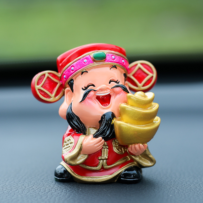 Blue Meow New Product Yingxiang Nafu Red Clothes Q Edition God of Wealth Holding Yuanbao Cornucopia Resin Festive Crafts Ornaments