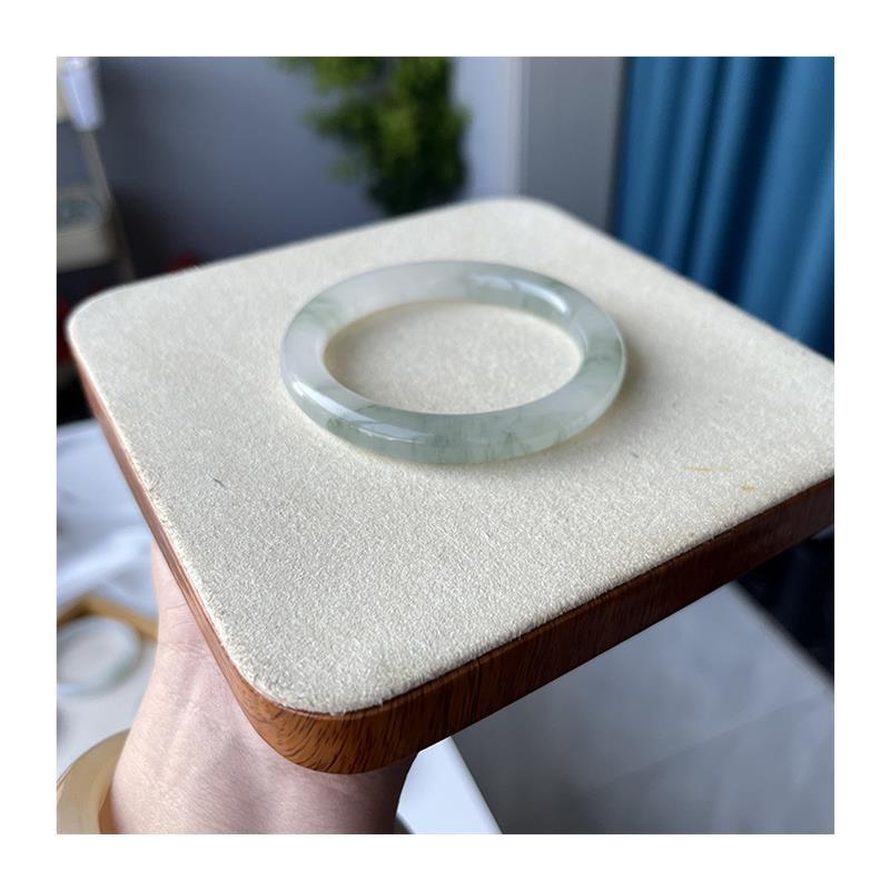 Natural Tianshan Bracelet Round Strip Snow Jade Bracelet Girls' Thin Round Strip Unknown Spring Flower Bracelet Jade Bracelet