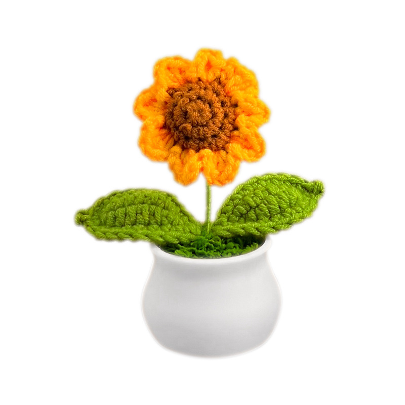 Birthday Gift for Girls Sunflower Hand-woven Wool Desktop Decoration Fake Flower Simulation Flower bouquet