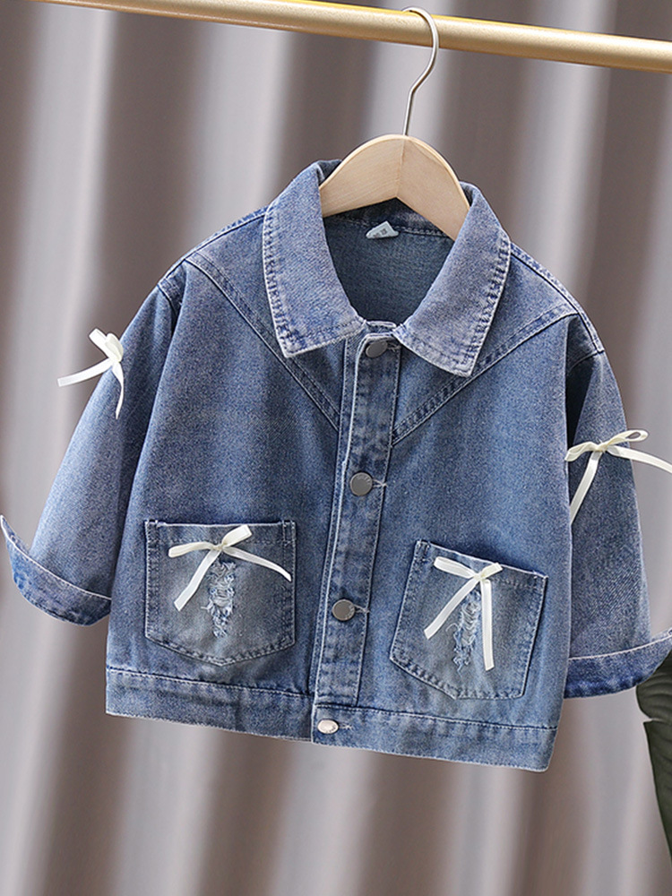 Girls' Denim Jacket Spring and Autumn 2025 New Spring and Autumn Jacket Denim Jacket Large, Medium and Small Children's Western Style Children's Top