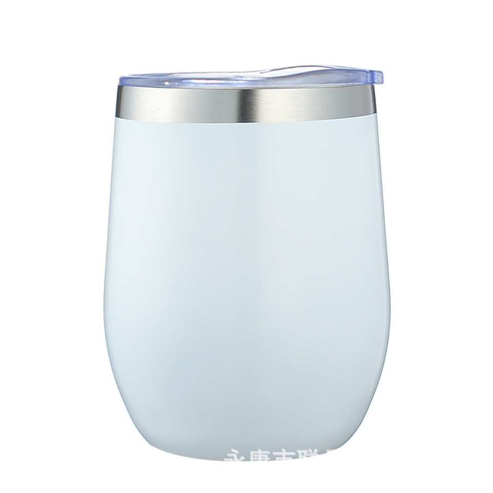 Amazon Hot Sale 12oz Eggshell Cup Double Layer 304 Stainless Steel Vacuum Thermos Cup Spray Paint Spray Plastic U-shaped Egg Cup