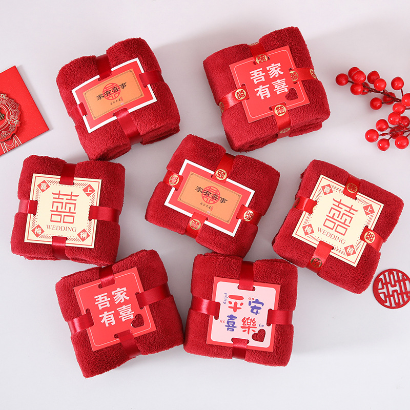 Полотенце квадратное абсорбирующее формы XI коралловый бархат свадебный подарок подарочная коробка