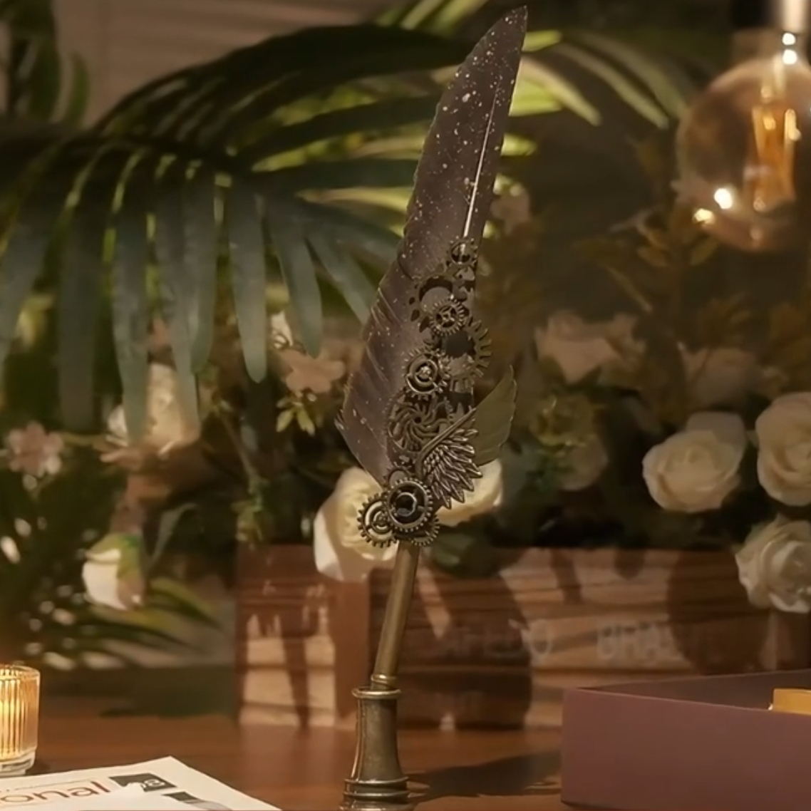 European Retro Quill Pen Mechanical Gear Harry Potter Dip Pen Steampunk Style Gift Box for Friends