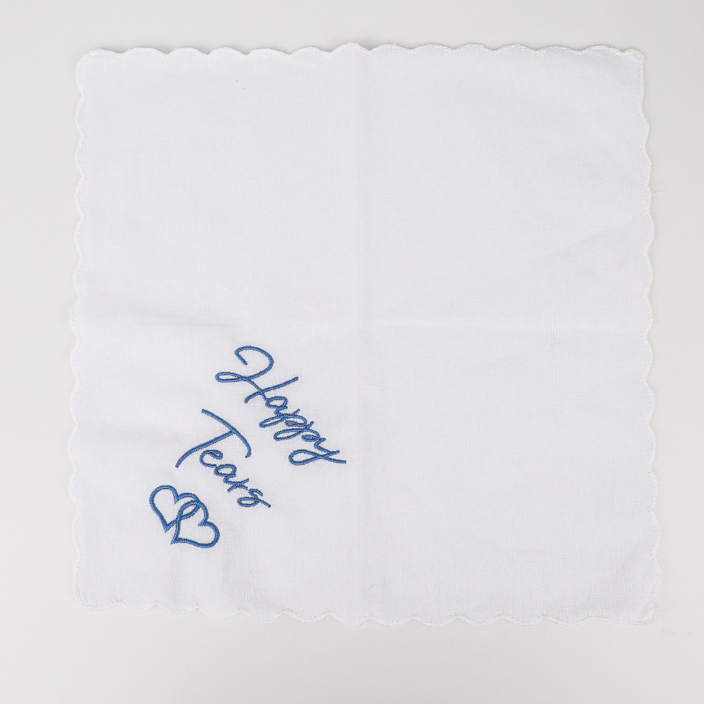 Cross-border happytears thanks for wedding gifts cotton embroidered handkerchief small square scarf blessing embroidered various words