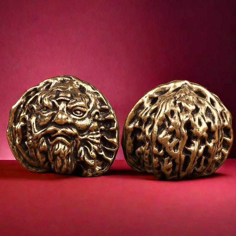 Zhongyi Walnut Solid Copper-Plated Handpiece Collection and Play Fitness Ornaments Home Desktop Tea Pet Wholesale Wrist