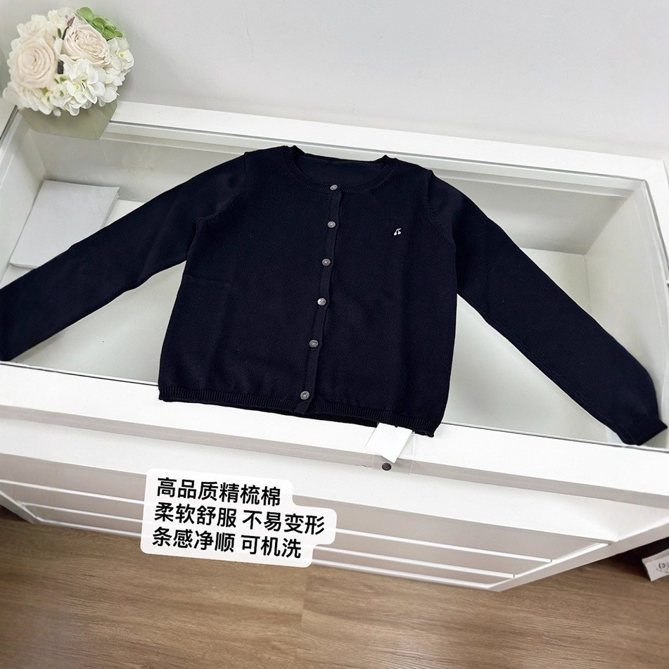 2024 New Girls Cherry Embroidery Korean Cardigan Baby Girl College Style Long Sleeve Cotton Sweater Autumn and Winter
