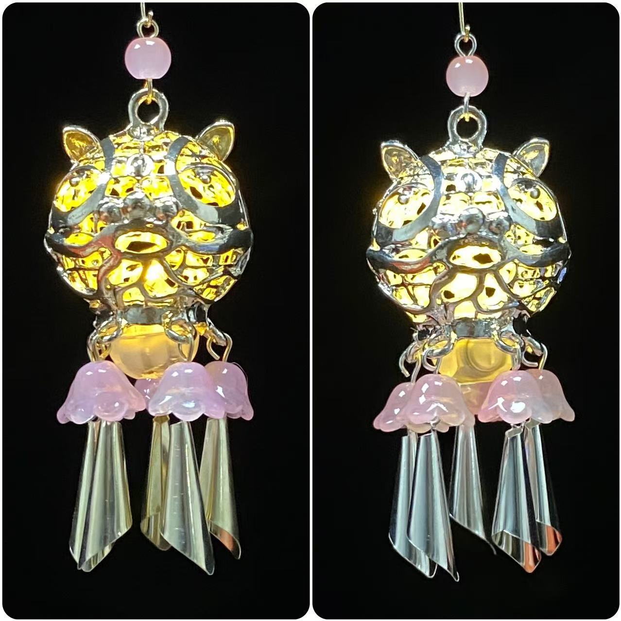 Luminous Palace Lantern Fan Pendant Creative Refrigerator Sticker Lantern Accessories Antique Pressure Placket Pendant Keychain Hanging Pendant