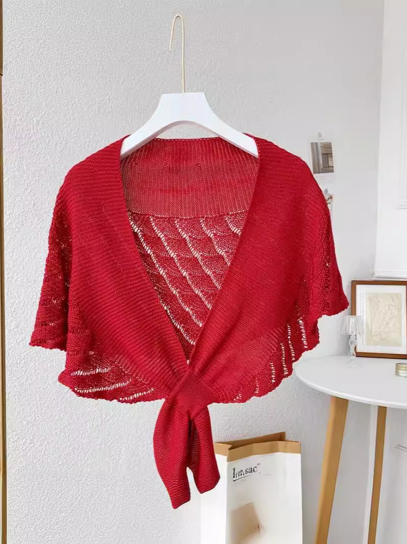 Air-conditioned Room Small Shawl Women's Shoulder Neck New Cheongsam Outer Wear Knitted Fashion High-end Summer Thin Dress