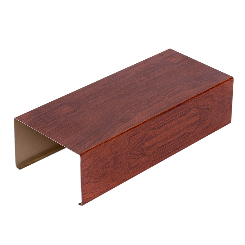 Wood Grain Aluminum Square Pass U-Shaped Ceiling Wood Grain Aluminum Square Tube Aluminum Grille Partition Square Tube Exterior Wall Decoration Aluminum Alloy Profile