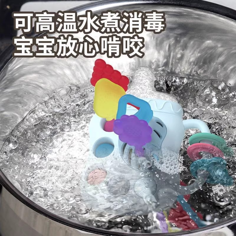 Baby Bottle Puller, Toddler Pumping Music, Chewable Teether, Silicone Toy for Babies 0-1 Years Old, Grasping Training 2