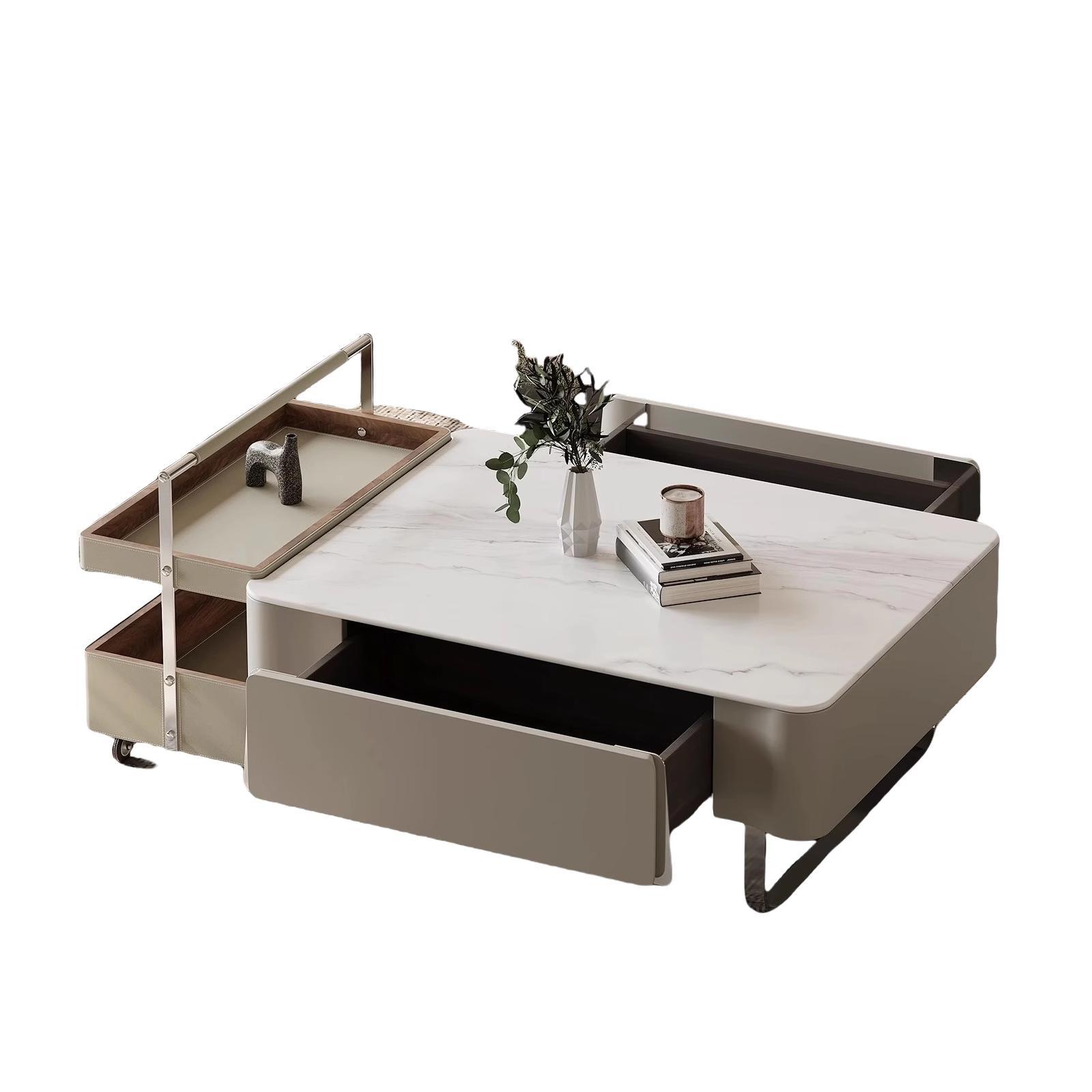 2025 New Normcore Accessible Luxury Style Coffee Table Combination Set Living Room Home Small Apartment Accessible Luxury Creative High-End Sense