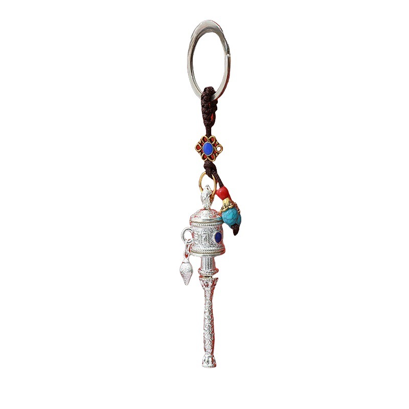 Alloy Prayer Wheel Xizang Enamel Pendant Ethnic Style Luggage Car Hanging Manufacturer Wholesale Supply